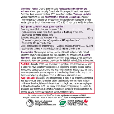 2 x Jamieson Elderberry Cold & Flu Gummy, 60 gummies Bundle