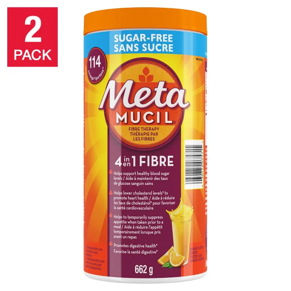MetaMucil 四合一保健纤维(两件装),橙子味,662g X 2