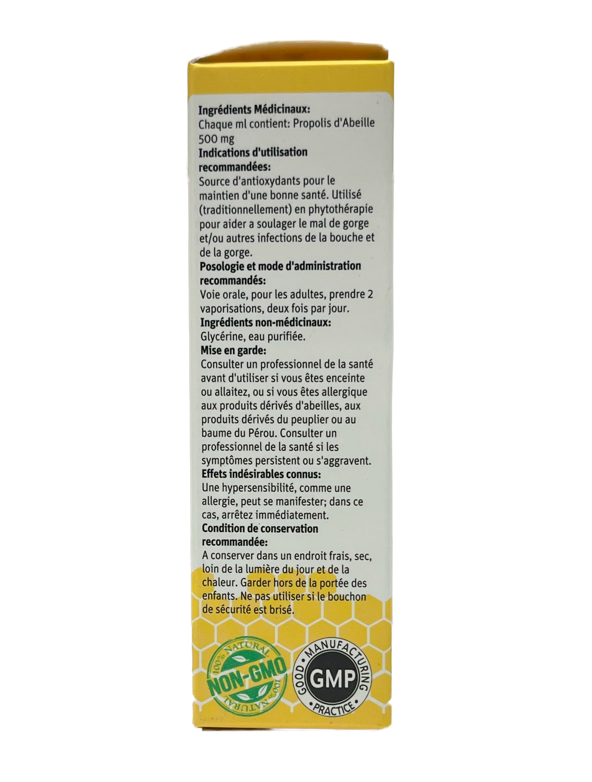 Bee Happy Propolis Throat Spray 30 ml ingredients french francais canada
