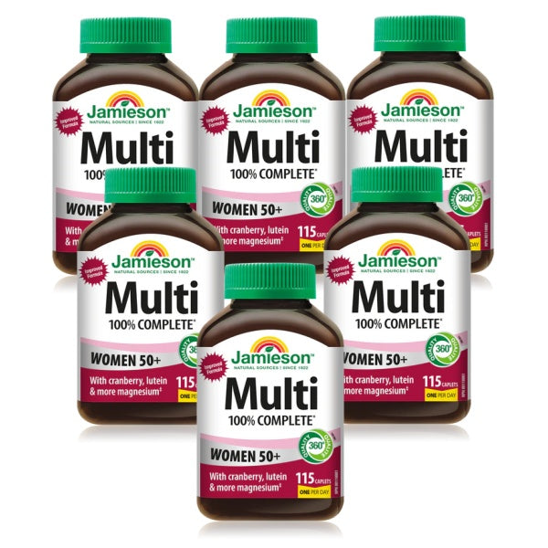6 x Jamieson 100% Complete Multivitamin Women's 50+, 115 caplets Bundle Canada