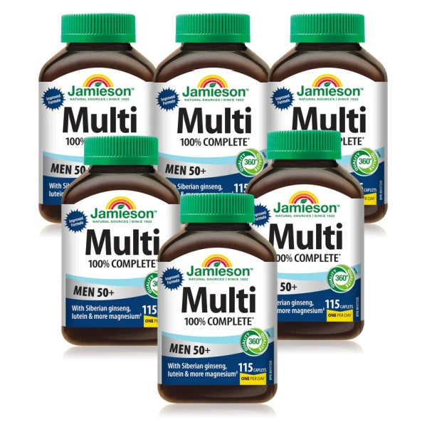 6 X Jamieson 100% Complete Multivitamin for Men 50+ , 115 caplets Bundle Canada