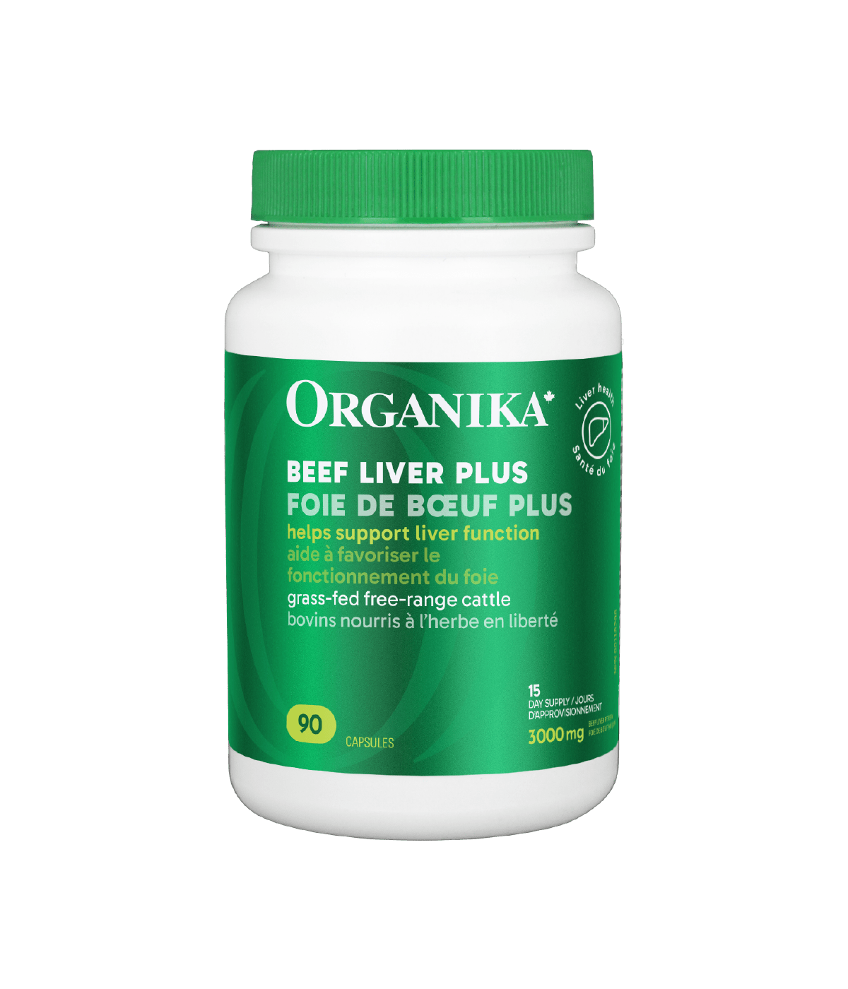 Organika Beef Liver Plus 90 capsules Canadian label version sold online nitvd.com
