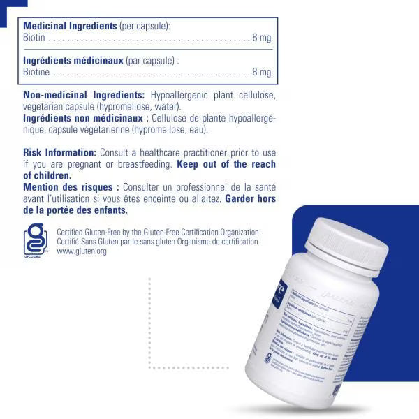 Pure Encapsulations生物素膠囊 8毫克/120粒 改善頭髮皮膚指甲狀態