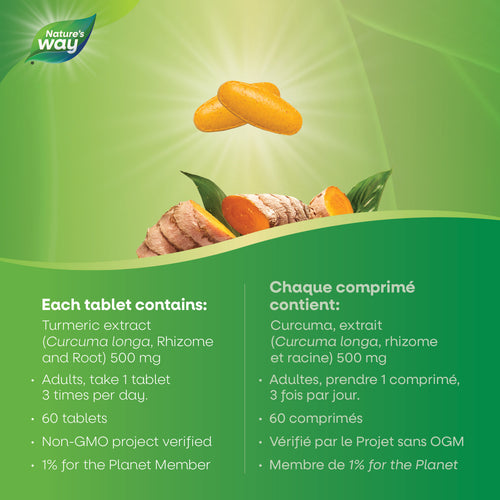 Nature's Way Turmeric Standardized Extract, 60 each tablet contains
