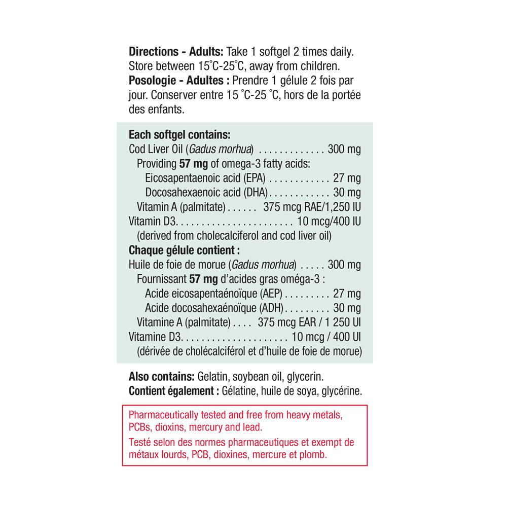 Jamieson Cod Liver Oil w/ Vit. A + D3 100 softgels