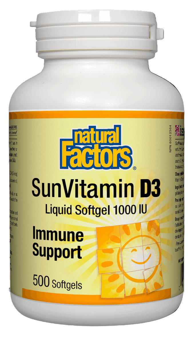 Natural Factors SunVitamin D3 500 softgels Canadian label sold by natvd vitamin shop