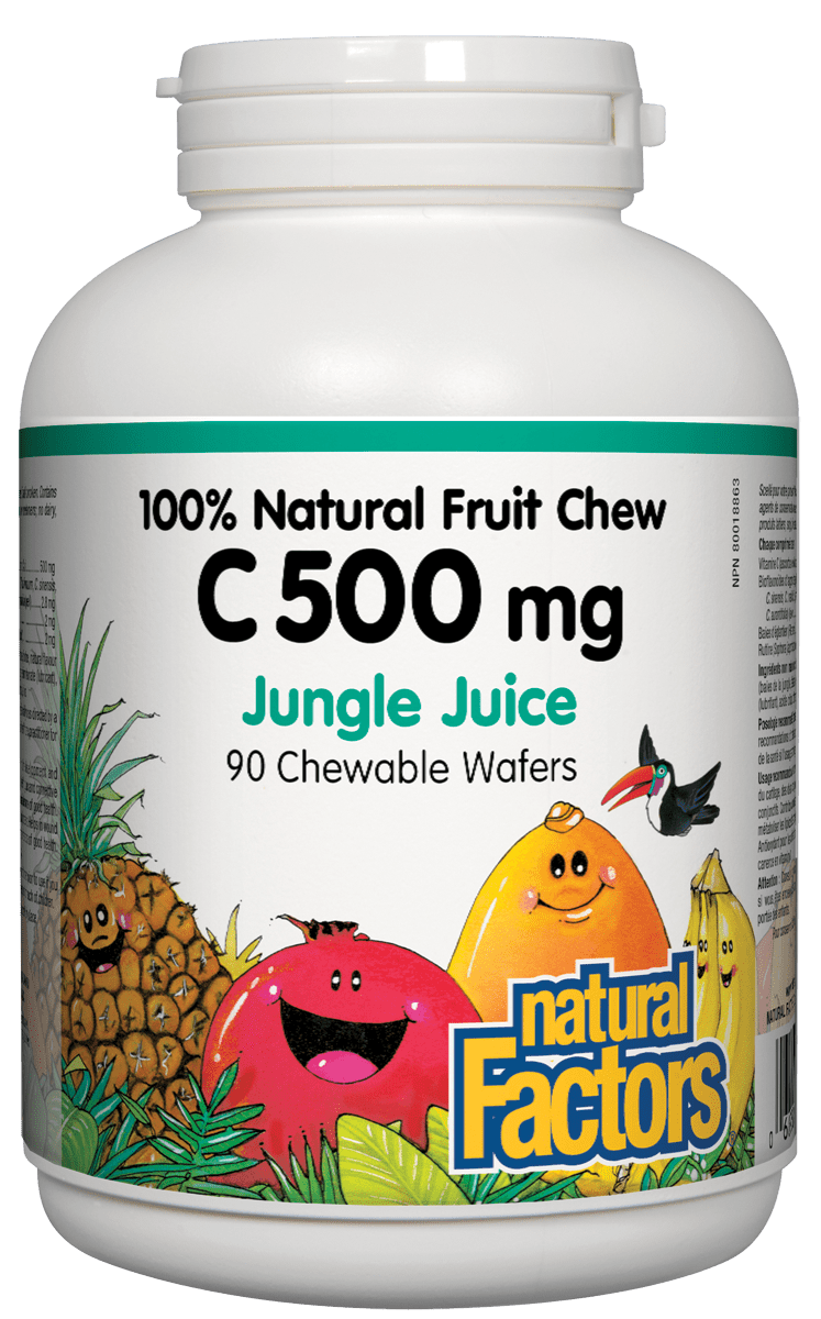 Natural Factors 儿童咀嚼式维生素C,丛林果汁,500毫克,90片