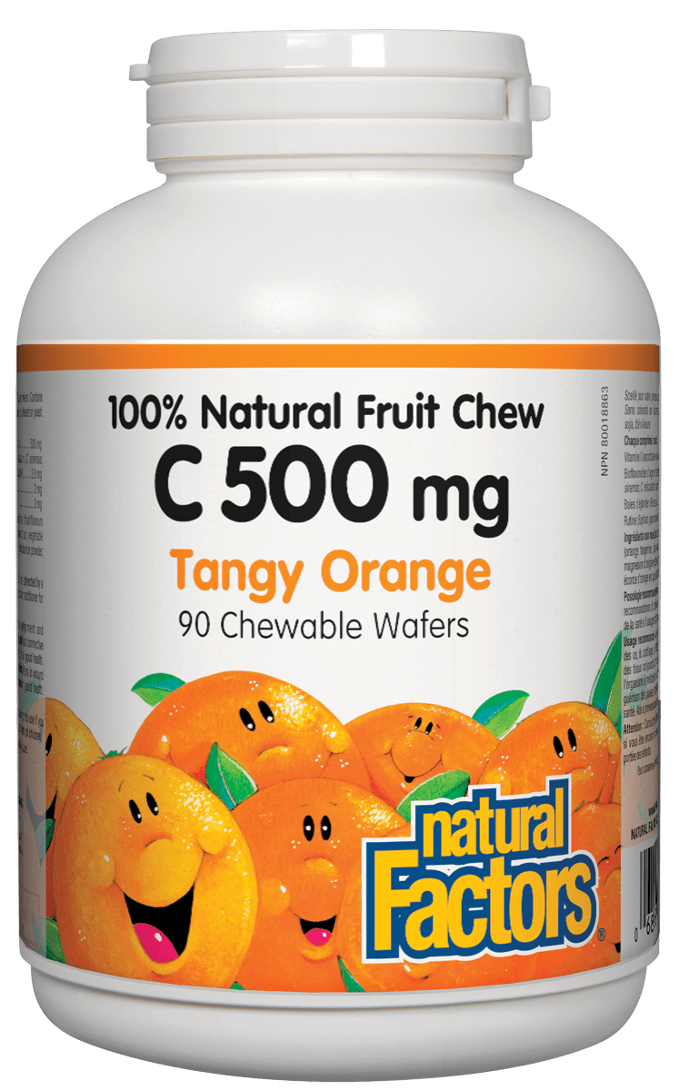 Natural Factors Vitamin C 500 mg Tangy Orange 90 Chewable Wafers