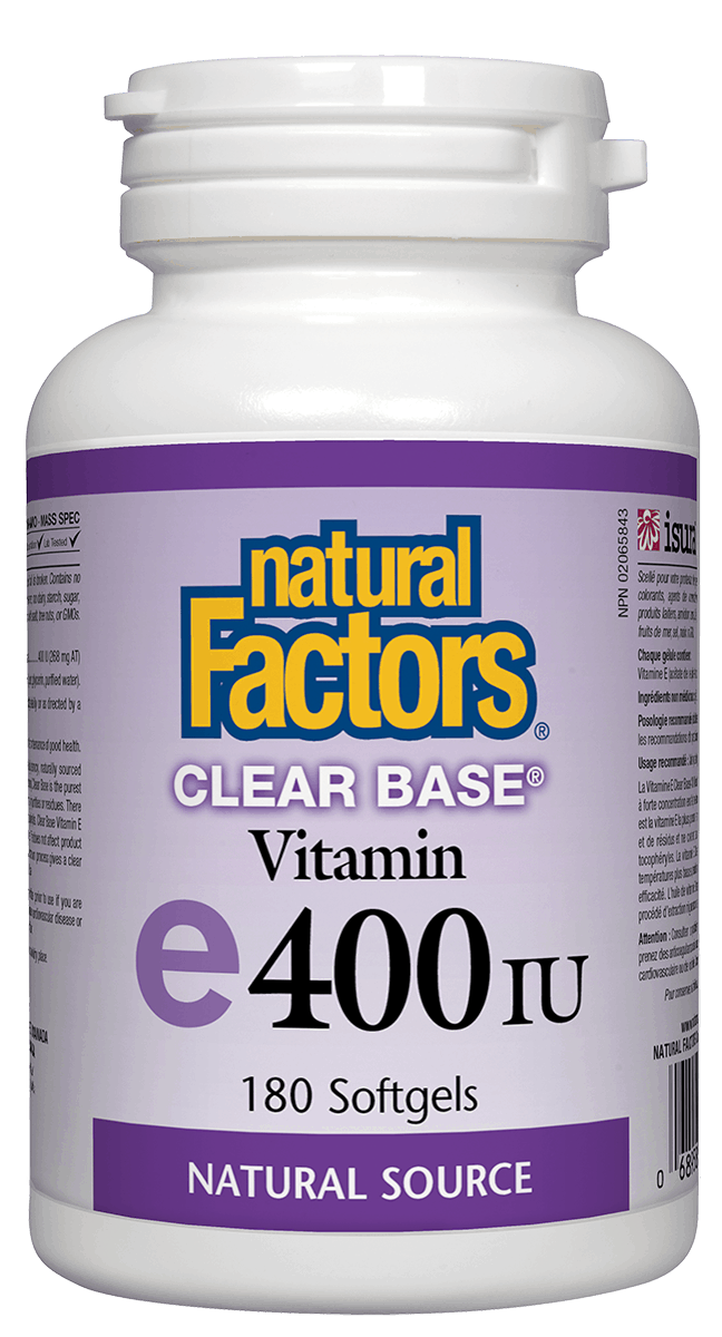 Natural Factors Vitamin E 400IU Clear Base, 180 softgels