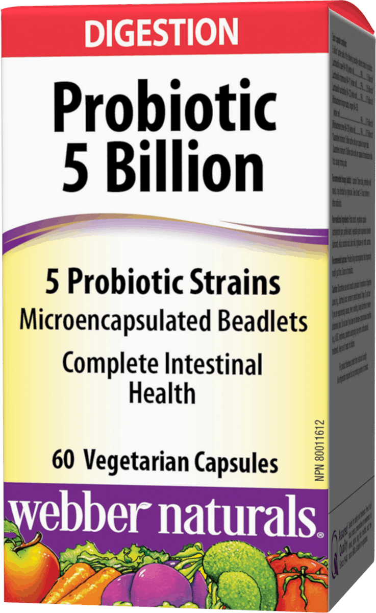 Webber Naturals Complete Probiotic 5 Billion 5 Multi Strains 60 capsules Canadian version packaging