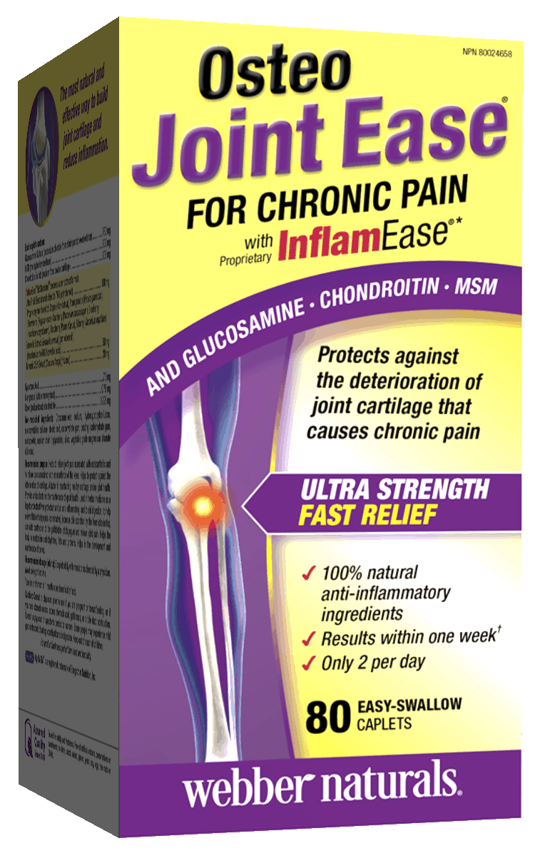 Webber Naturals Osteo Joint Ease™ with InflamEase™, and Glucosamine Chondroitin MSM, 80 easy-swallow caplets