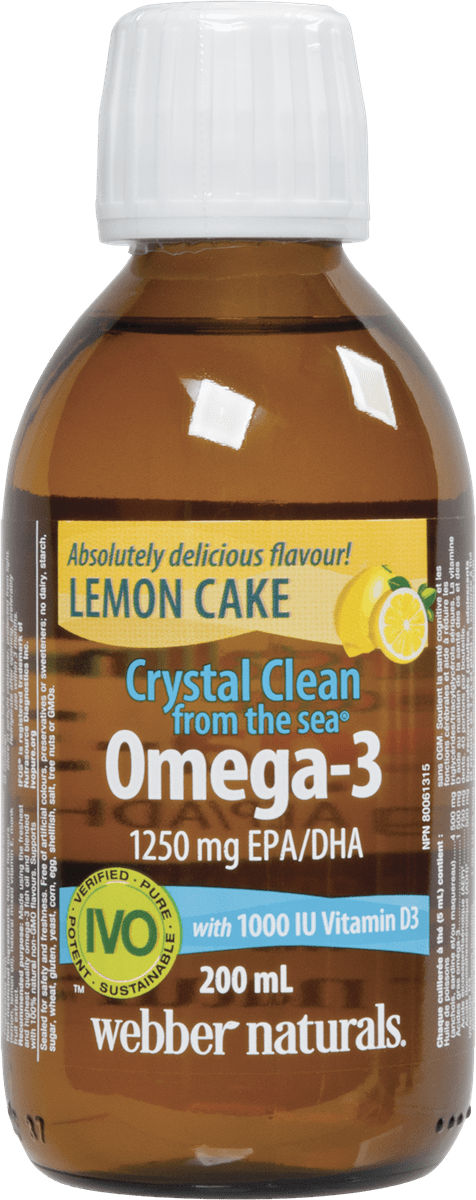 Webber Naturals 海洋水晶液体鱼油Omega 3,1250毫克 EPA/DHA含D3,200毫升