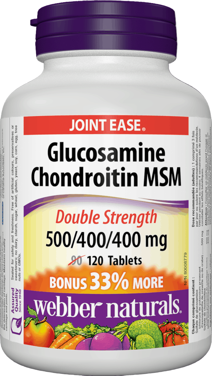 Webber Naturals Glucosamine Chondroitin MSM supplement bottle with purple cap available at nitvd.com Canada