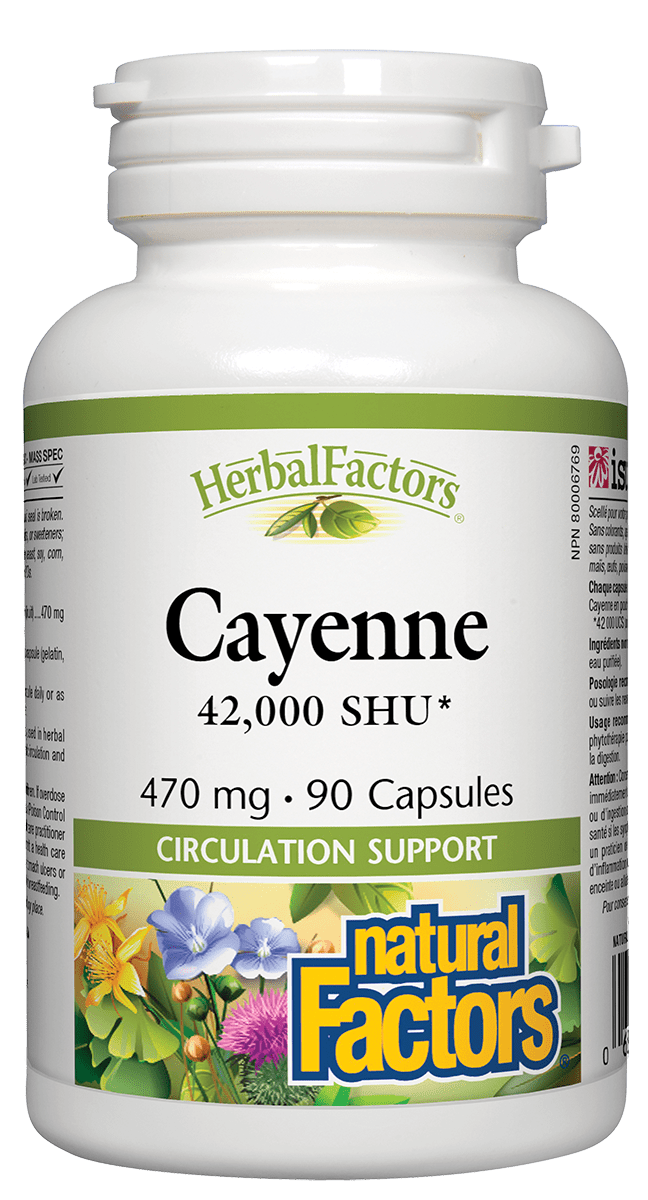 Natural Factors Cayenne, 470mg, 42,000 SHU, 90 capsules