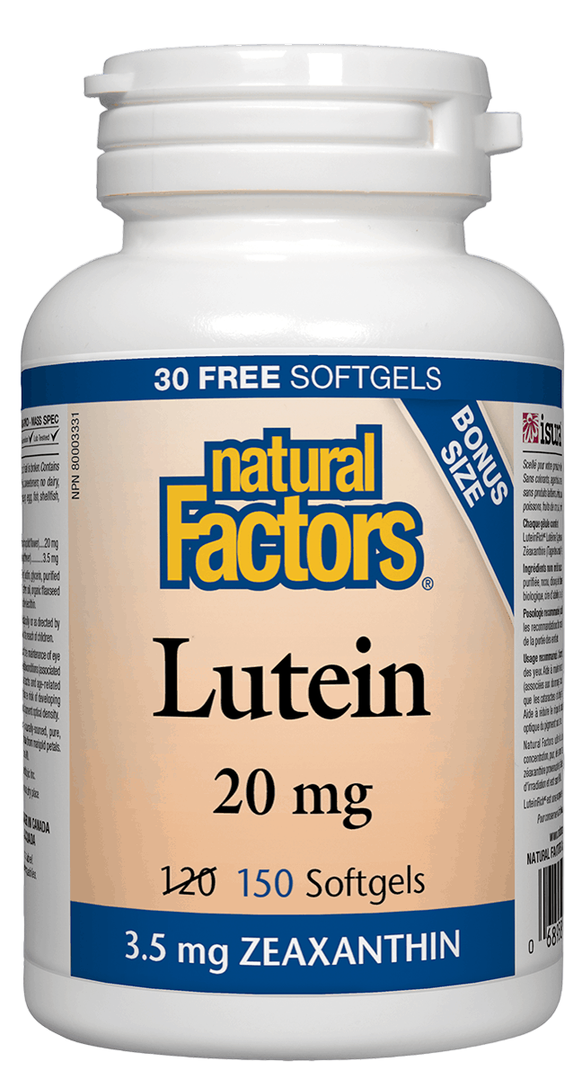 Natural Factors Lutein 20 mg 150 softgels Canadian label sold by nitvd.com