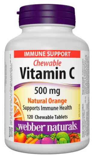 Webber Naturals 咀嚼維生素 C 500 毫克,天然橙味,120 咀嚼片