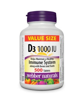 Webber Naturals Vitamin D3 1000IU, (Value Size) 500 Tablets