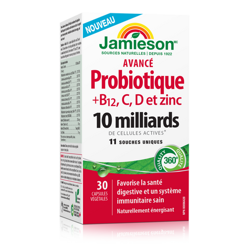 Jamieson Advanced Probiotic + Vitamins B12, C, D, & Zinc 4, 30 Capsules
