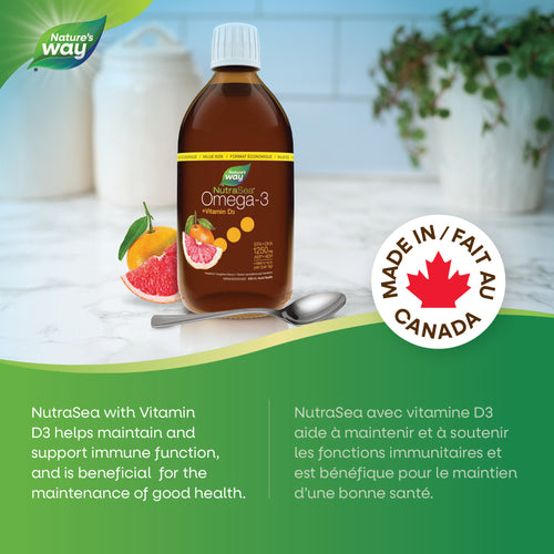 NutraSea+D Omega-3+ Vitamin D, Grapefruit Tangerine, 500mL