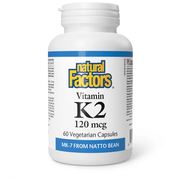 Bottle of Natural Factors Vitamin K2 capsules