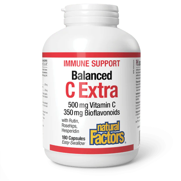Natural Factors Balanced C Extra 500 mg / 350 mg · with Rutin, Rosehips, Hesperidin, 180 Capsules