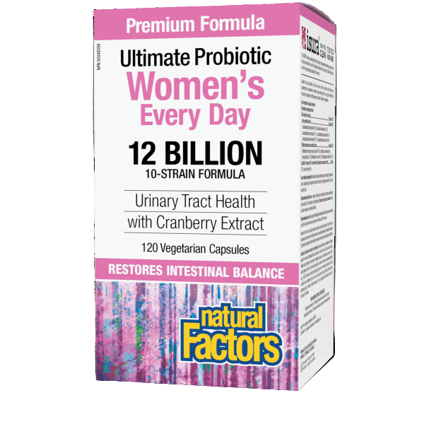 Box of Natural Factors Ultimate Probiotic Women's Every Day on a white background Canadian version label