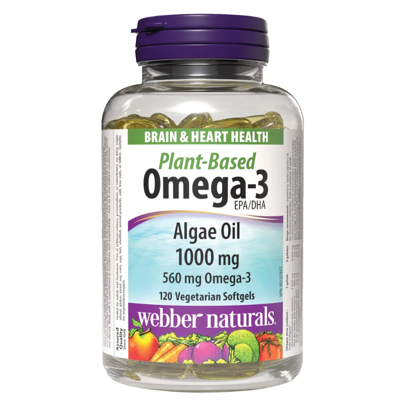 伟博天然海藻油Omega-3，120粒素食软胶囊 维护心脑功能