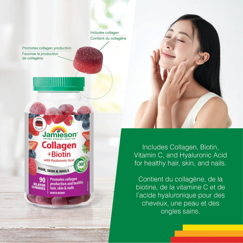 Jamieson Collagen + Biotin with Hyaluronic Acid Bilayer, 90 Gummy