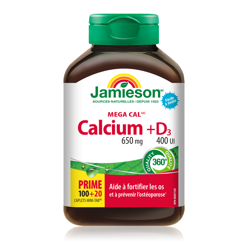 Jamieson Mega Cal - Calcium & Vitamin D3 100+20 caplets Bonus