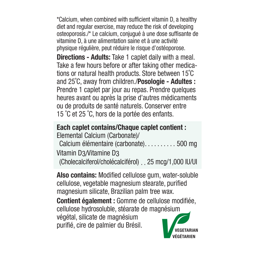 Jamieson Calcium & Vitamin D3, 500mg/1000IU, 90 caplets