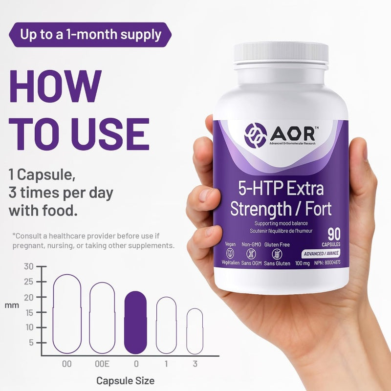AOR 5-HTP Extra Strength 90 vegetarian capsules