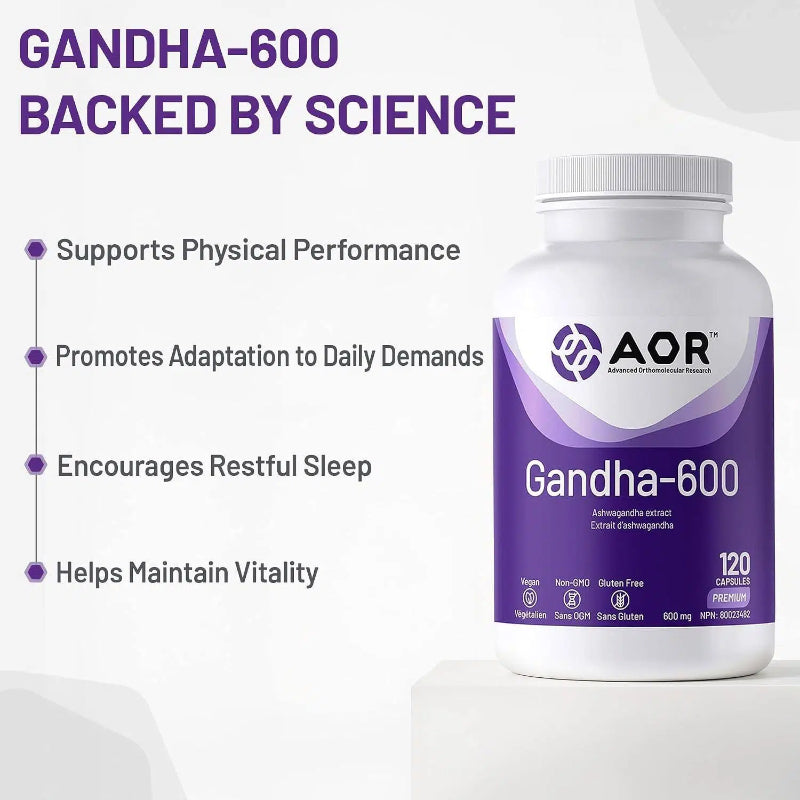 AOR 南非醉茄 印度人参提取物600毫克 120粒素食胶囊 降低压力 舒缓焦虑