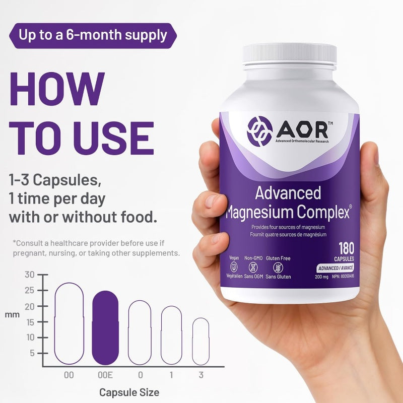 AOR 高效鎂複合物 180 粒素食膠囊 有助於放松身心，舒緩肌肉