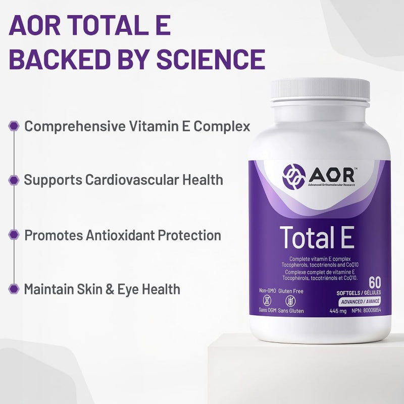 AOR Total E 60 軟膠囊 - 維他命E複合物 生育酚、三烯生育酚和輔酶Q10 保持年輕皮膚