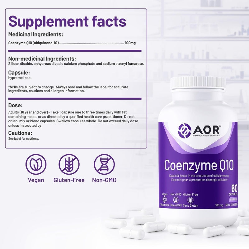 AOR Coenzyme Q10 100 mg 60 Vegan Capsules
