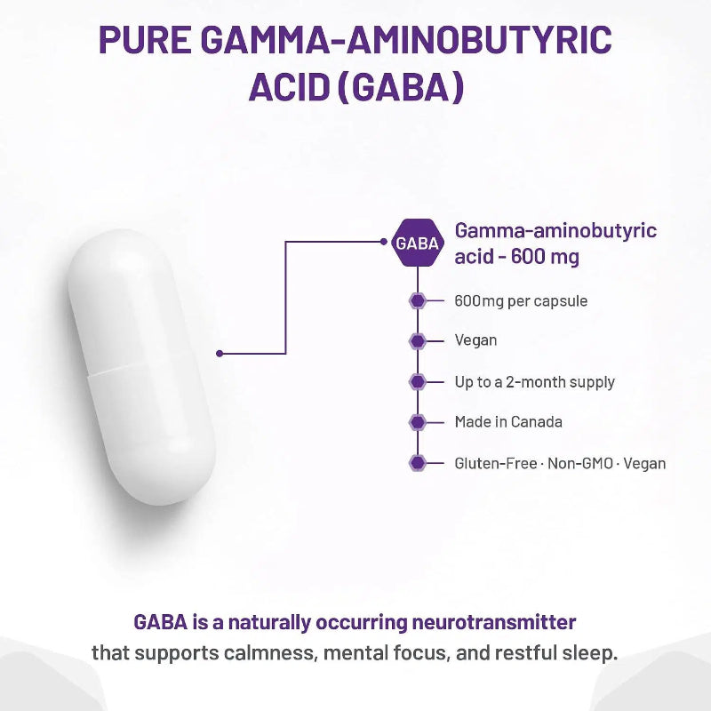 AOR GABA 膠囊，600毫克，60粒素食膠囊 緩解緊張情緒，保持思維清晰