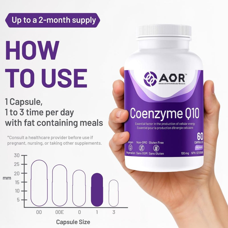 AOR Coenzyme Q10 100 mg 60 Vegan Capsules