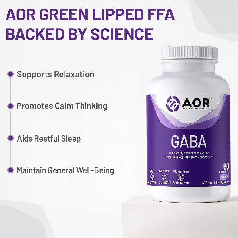 AOR GABA 膠囊，600毫克，60粒素食膠囊 緩解緊張情緒，保持思維清晰
