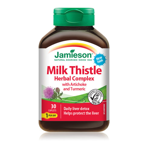 Jamieson Milk Thistle Herbal Complex bottle on a white background