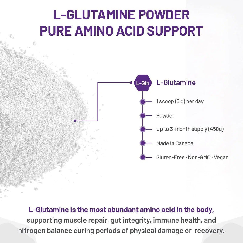 AOR L-Glutamine Powder 5000mg, Unflavoured, 450 g, 90 Servings