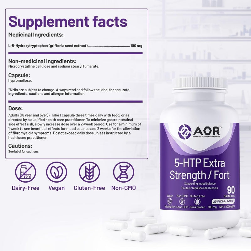 AOR 5-HTP Extra Strength 90 vegetarian capsules