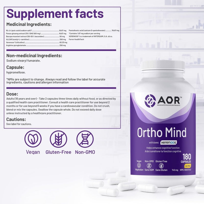 AOR Ortho Mind Cognitive Support 180 vegi capsules