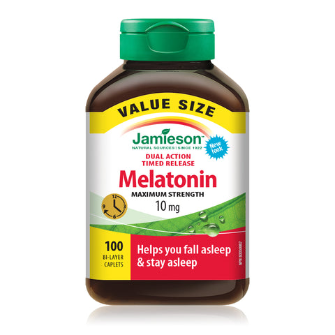 Jamieson Melatonin 10 mg Timed Release Value Size 100 caplets 褪黑激素10mg Canada