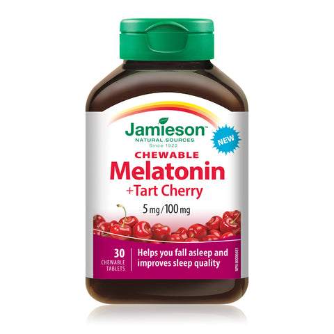 Jamieson Melatonin with Tart Cherry | 30 Chewables Canadian label