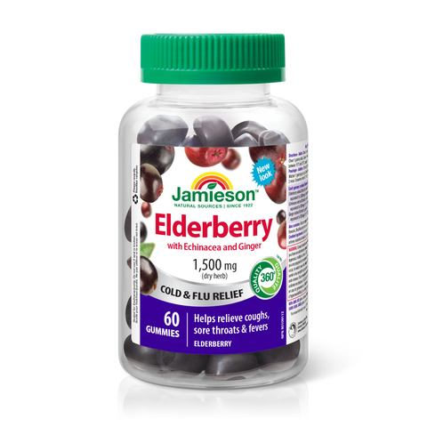 Jamieson Elderberry Cold & Flu Gummy 60s Canadian Label
