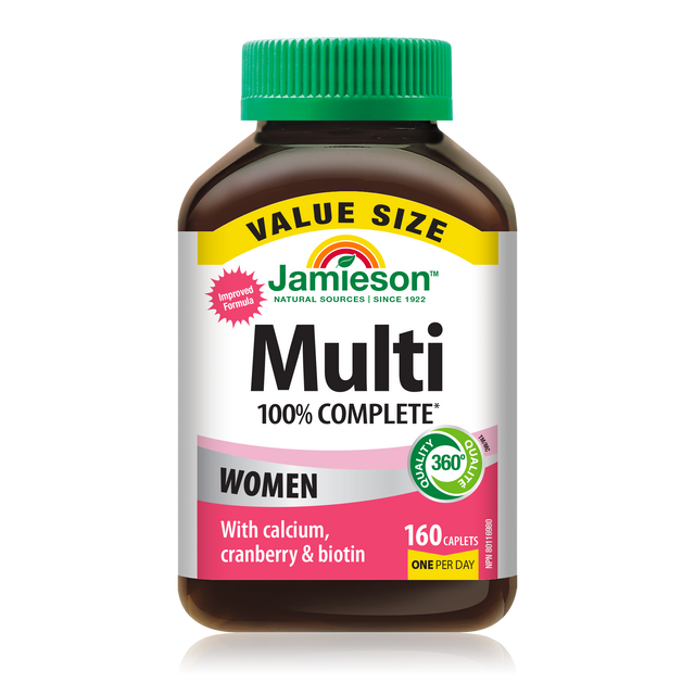 Jamieson 100% Complete Multi For Women 160 caplets Canadian label shop