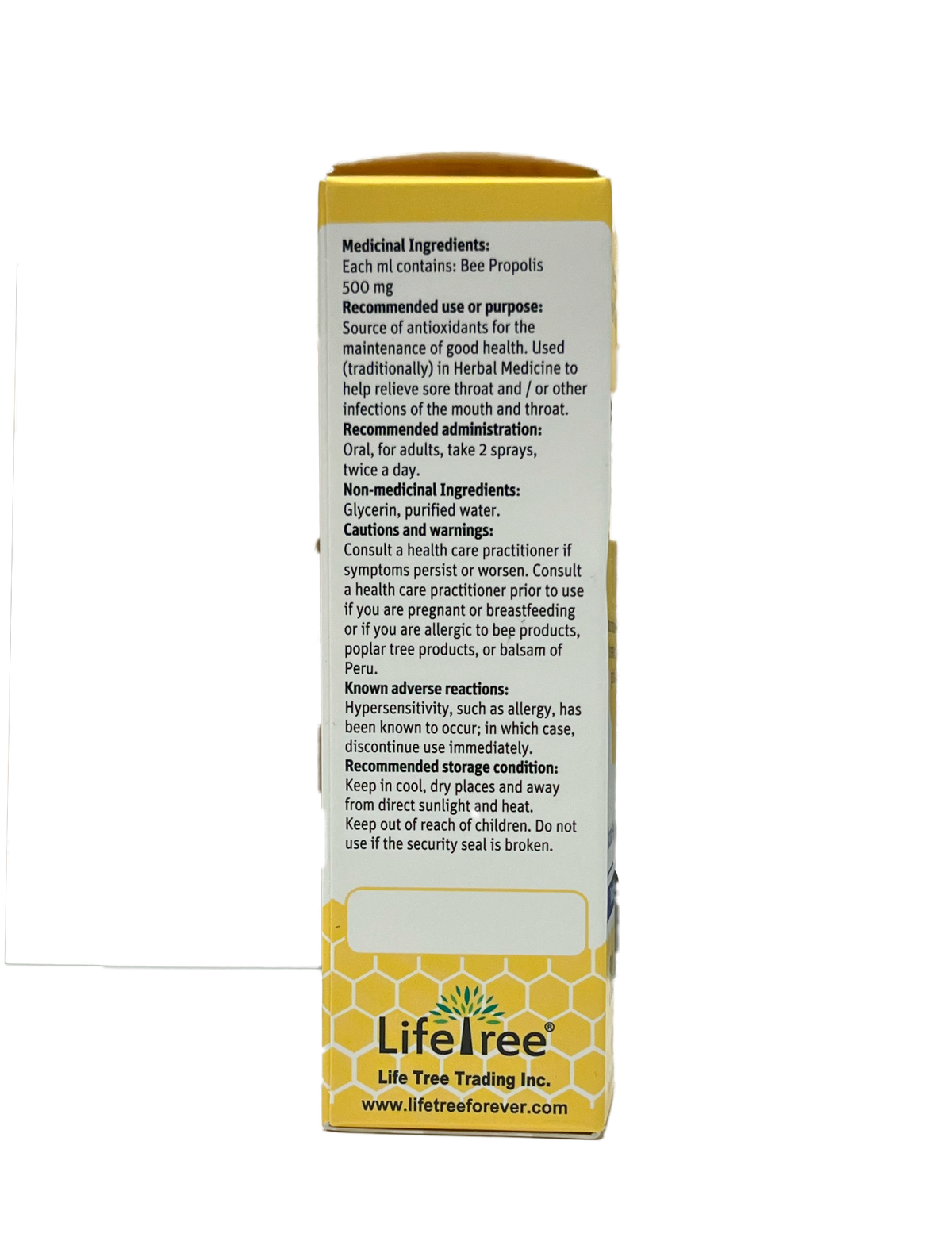 Bee Happy Propolis Throat Spray 30 ml box ingredients and directions