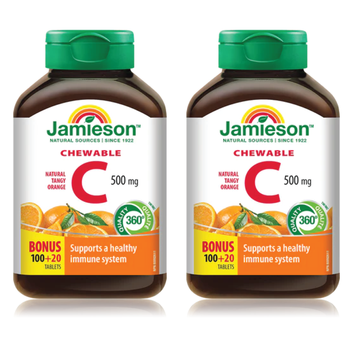 【优惠组合】2 xJamieson 健美生 天然维生素C甜橙味咀嚼片, 500毫克, 120片加量装