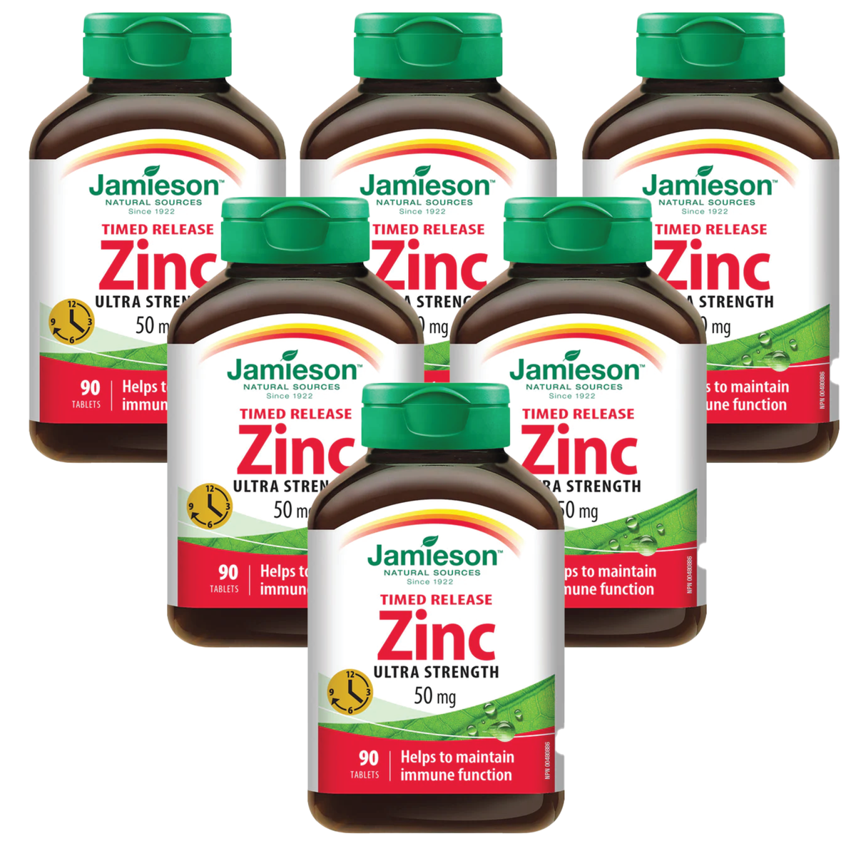 6 x Jamieson Zinc 50 mg Time Release 90 tablets Bundle