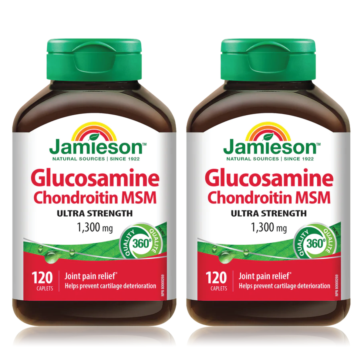 2 x Jamieson Glucosamine Chondroitin MSM, 1300mg, 120 caplets Bundle